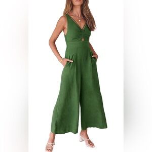 NWT Jumpsuit Green Linen Blend